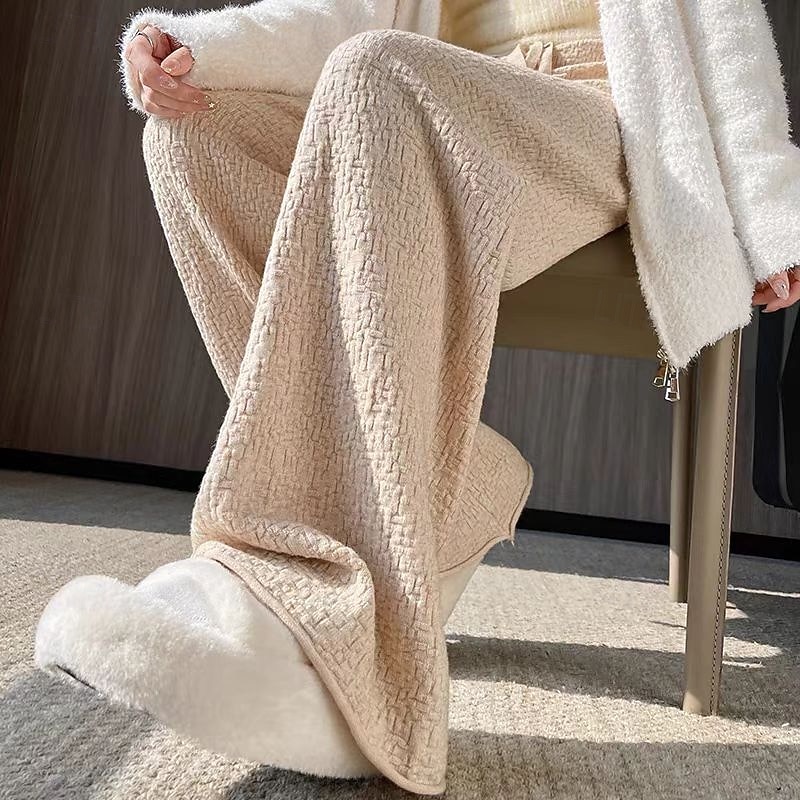 Women's Wide Leg Pants Trousers Palazzo Pants Fashion Streetwear Full Length High Waist Plain Elastic Waist Breathability Comfortable Micro-elastic Street Daily Wear Going out Black White Pink Apricot