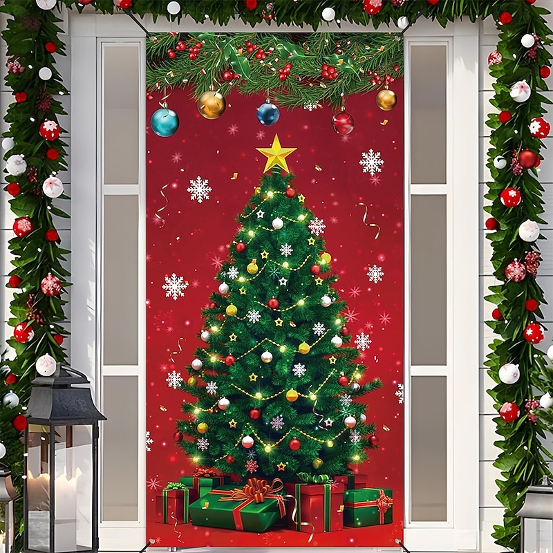 Christmas Posters Door Cover Outdoor Banners Christmas Tree Cute 3D Party Dorm Teens Room College Dorm Guys Man Cave Frat Bedroom Shooting Backgrounds Home Decor