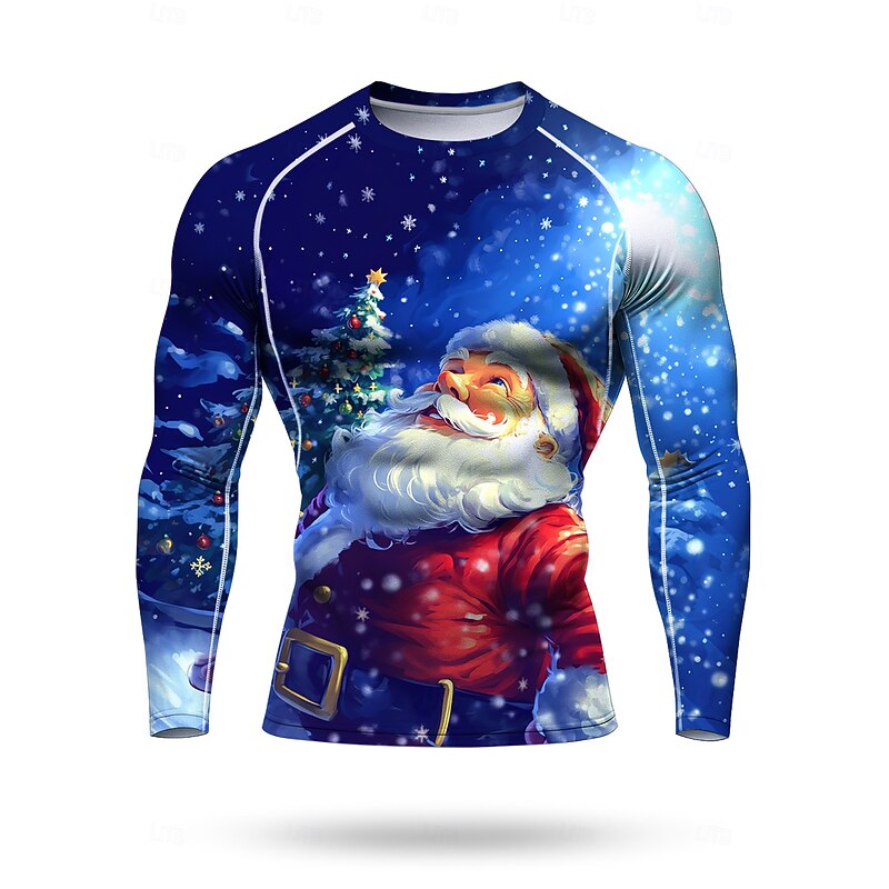 Christmas Men's Unisex Running T-Shirt Athletic Shirt Gym Shirt Fitness Shirt Workout Shirt Long Sleeve Tee Tshirt UPF 50 UV Resistant Soft Sweat wicking Mountain Bike / MTB Gym Workout Mountain Bike
