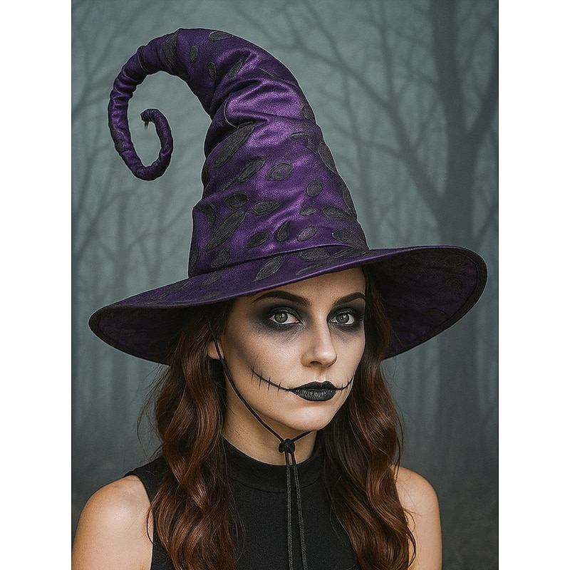 Women's Halloween Witch Hat – Vintage Pointed Wizard Cap with Distressed Design for Costume Parties, Cosplay and Themed Events