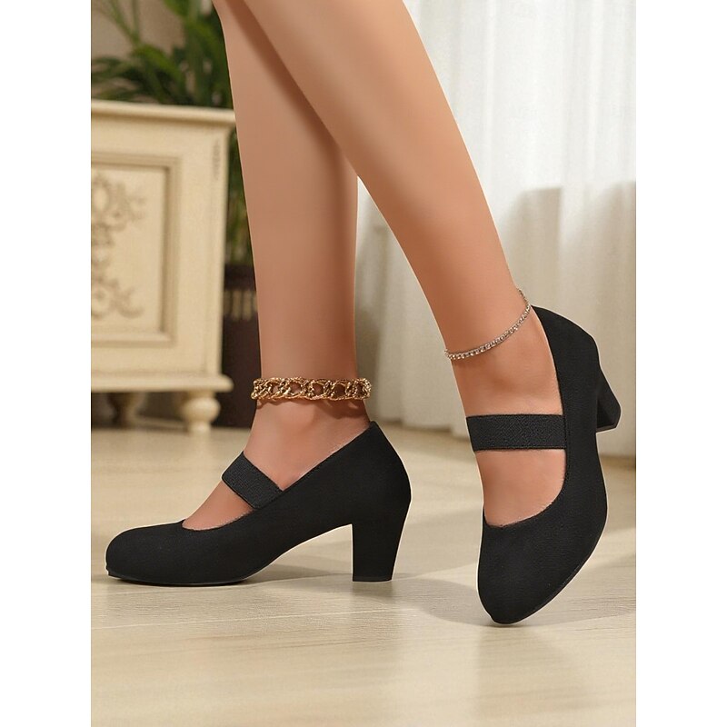 Women's Leopard Print Mary Jane Block Heel Shoes – Retro 70s Style Mid Heel Pumps with Elastic Strap for Daily Streetwear and Casual Office Outfits4