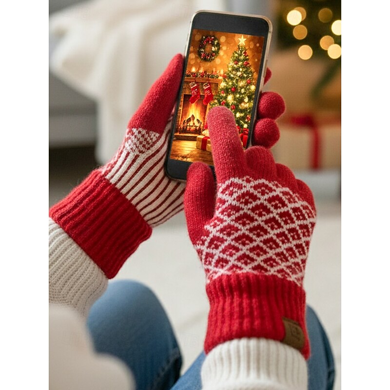 Women's Knitted Winter Gloves with Touchscreen Function, Warm Wool Mittens in Multiple Colors, Christmas Gift for Outdoor, Casual and Holiday Wear2