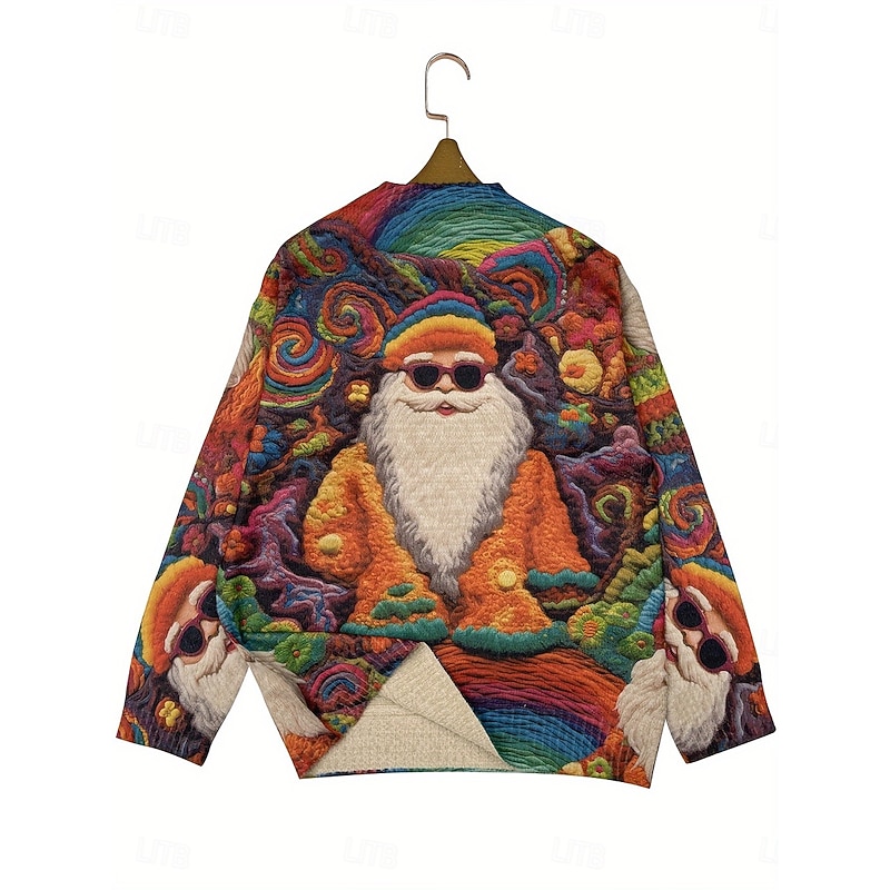 Christmas Women's Sweater Pullover Daily Casual Graphic Santa Claus Ribbed Crew Neck Knitted Print Long Sleeve Regular Tops Knit Outdoor Weekend Orange Fall Winter4