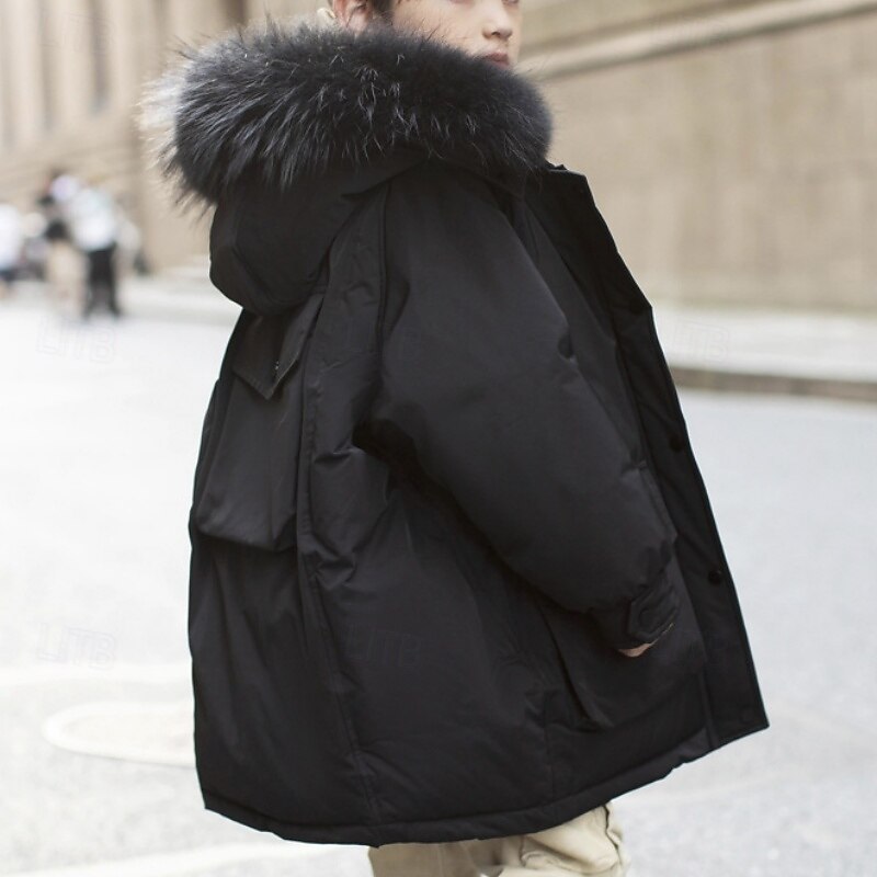 Kids Unisex Down Jacket Outdoor Jacket Puffer Jacket Outerwear Solid Color Long Sleeve Keep Warm Windproof Coat Outdoor Daily Basic Black Red Fall Winter 4 years+4