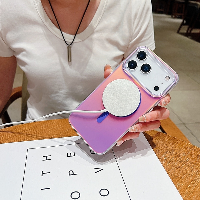 Phone Case For iPhone 17 Pro Max 17 Air 16 15 14 Pro Max 13 Pro Max Back Cover Magnetic Adsorption Support Wireless Charging Non-Yellowing Shockproof Color Gradient TPU3