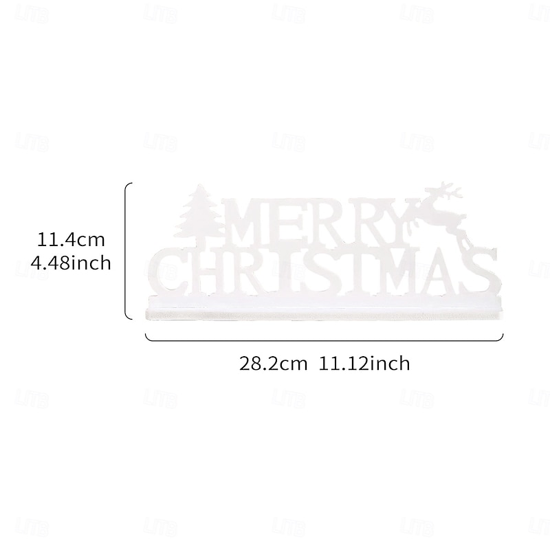 "Merry Christmas" Letter Decoration, White PVC Board Tabletop Ornament for Home, Party, Wedding and Holiday Décor3