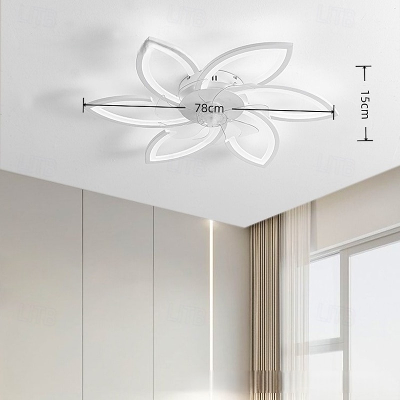 Ceiling Fan with Lights Remote Control,  Black Modern Flower Ceiling Fan with Lights, Low Profile Flush Mount Ceiling Fan for Kitchen Bedroom Living Room2