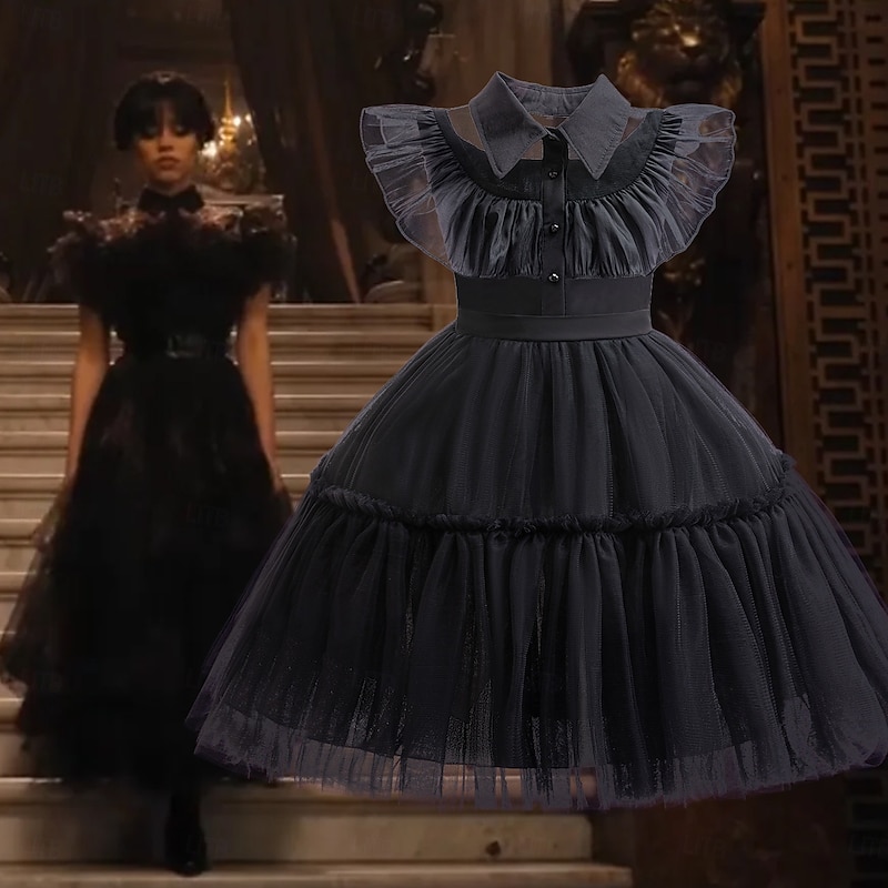 Gothic Horror Dark Academia Halloween Costume Cosplay Dress Masquerade Accessories Set Punk & Gothic Movie Cosplay for Girls' Kid's Carnival Children's Day Masquerade2