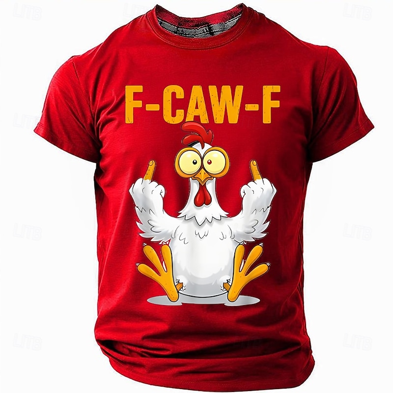 F-Caw-F Funny Chicken Humorous Rooster Rude T Shirt Short Sleeve T shirt 3D Print Crew Neck Shirt Fashion Daily Street Daily Black Red Blue Summer Spring Clothing Apparel S M L XL XXL XXXL4