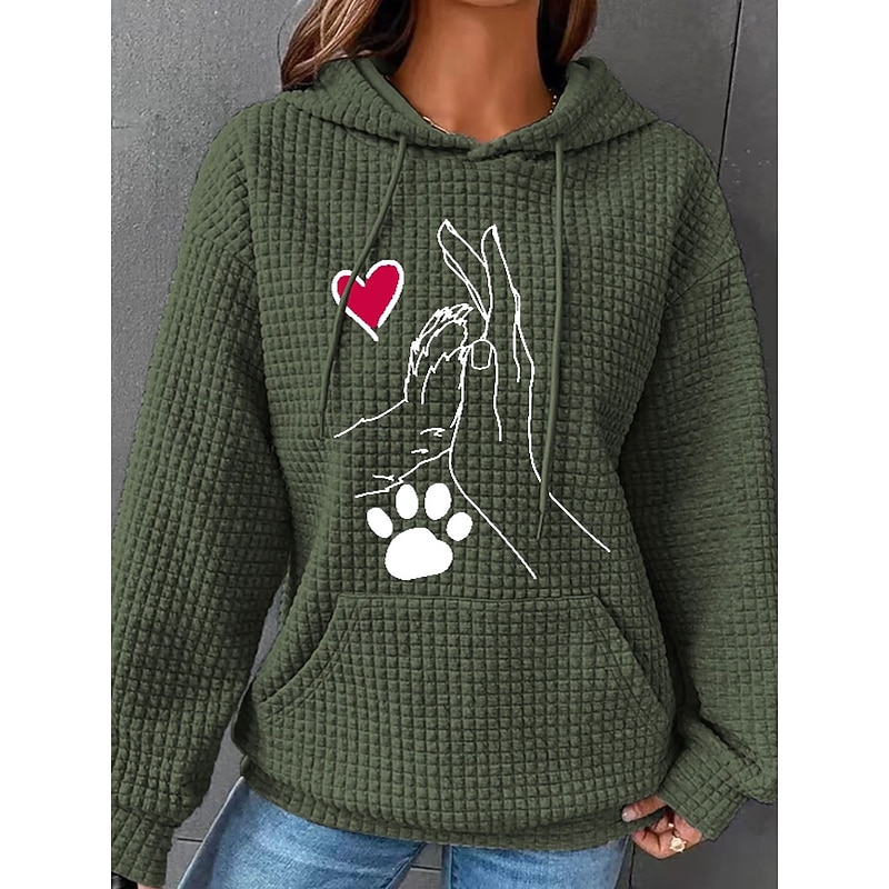 Women's Hoodies Graphic Animal Casual Long Sleeve Hooded Regular Tops Street Dailywear Casual Pocket Print Black White Pink Green Fall Winter4