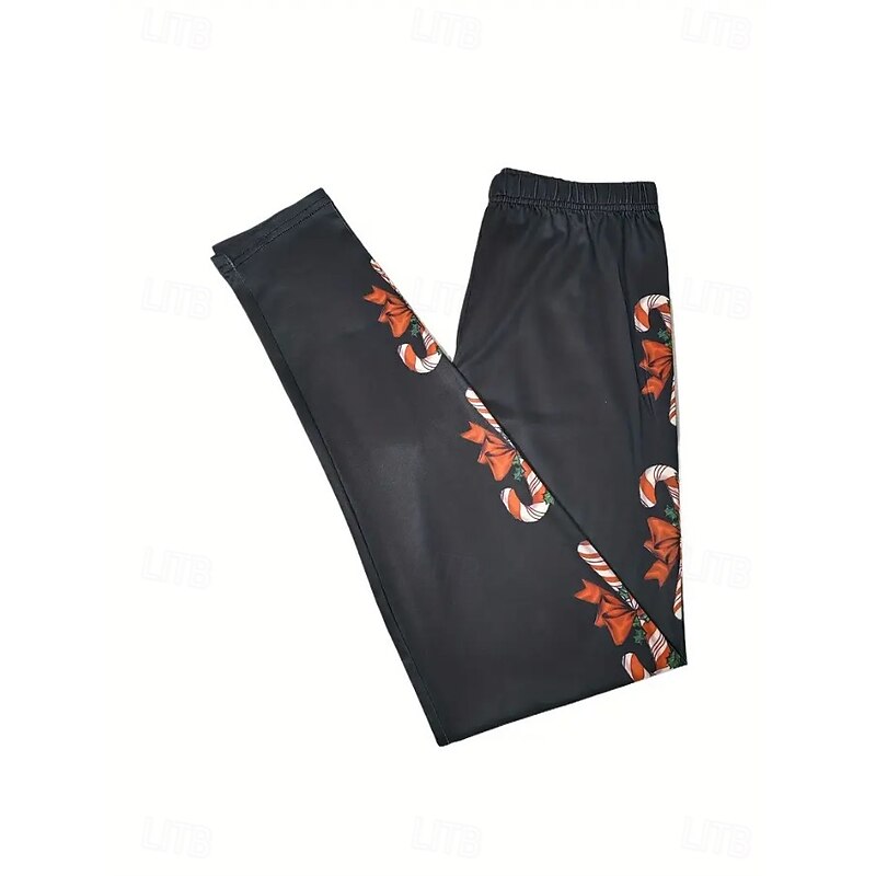 Women's Leggings Vacation Vintage Fashion Full Length High WaistPantsUgly Christmas Graphic Snowflake Printing Thermal Warm Soft Breathable Stretchy Outdoor Vacation Street rice white Violet Black3