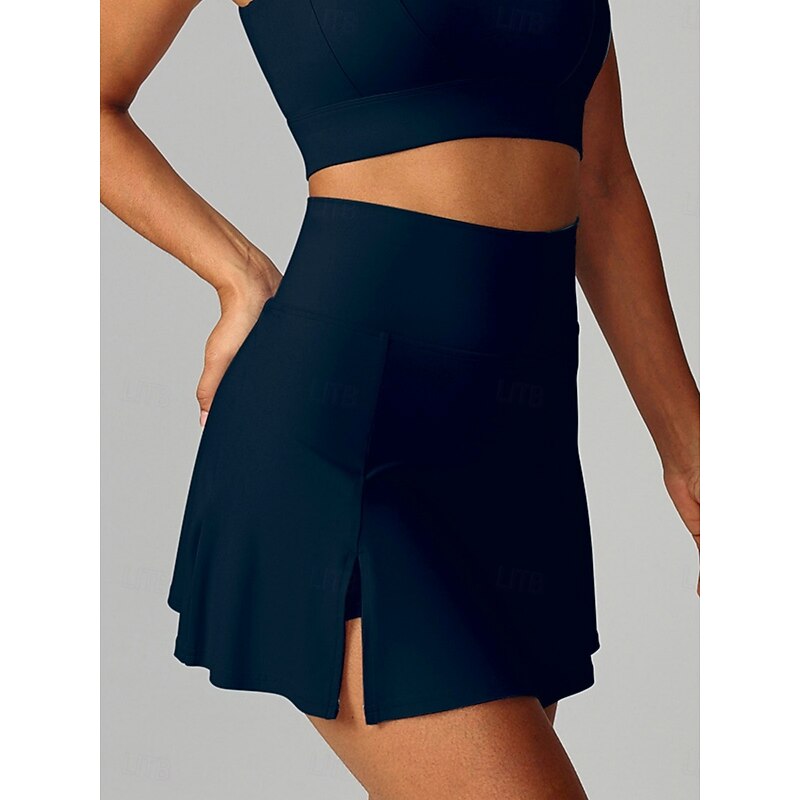 Women's Skirt A Line Fashion Casual Mini High Waist Skirts Plain 2 in 1 Stretchy Sports Outdoor Daily Black White Pink Blue Summer Polyester4