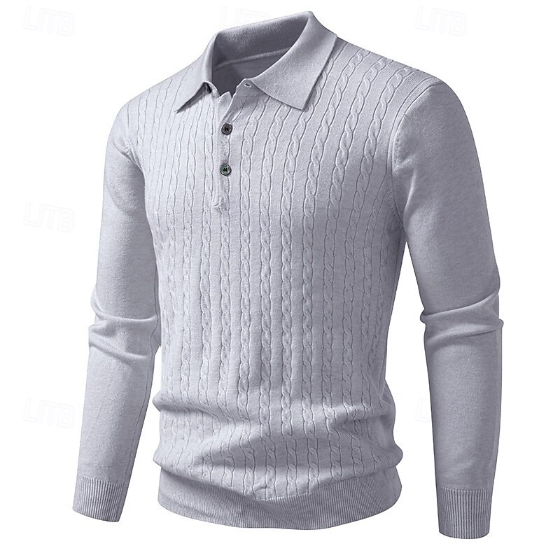 Men's Sweater Pullover Sweater Jumper Ribbed Cable Knit Regular Tops Knitted Slim Fit Plain Turndown Knitwear Contemporary Casual Daily Wear Clothing Apparel Fall Black Yellow L XL 2XL4