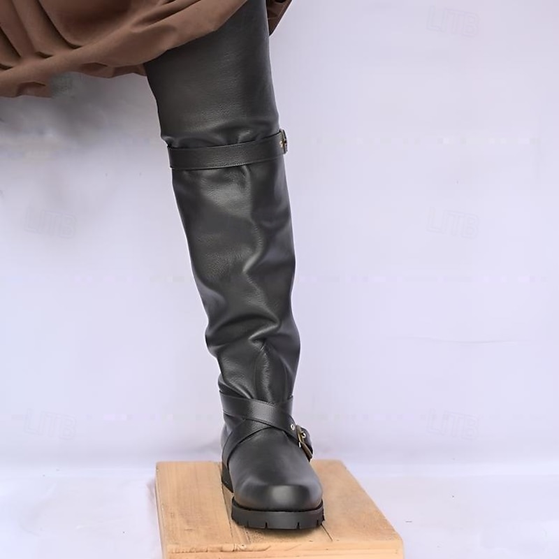 Retro Vintage Medieval Renaissance Boot Covers Pirate Viking Crusader Fancy Dress Men's Pirate Steampunk Halloween Masquerade LARP Adults' Shoe Cover4