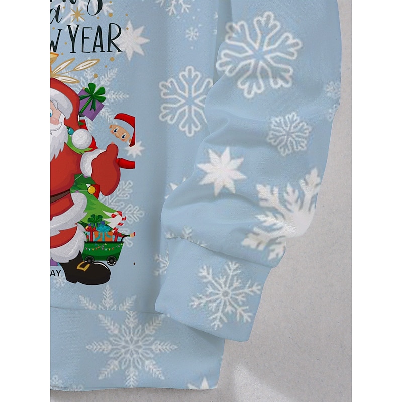 Women's Pullover Sweatshirt Hoodies Graphic Santa Claus Christmas Classic Casual Festival Long Sleeve Crew Neck Round Neck Regular Tops Casual Holiday Print Light Blue Fall Winter4
