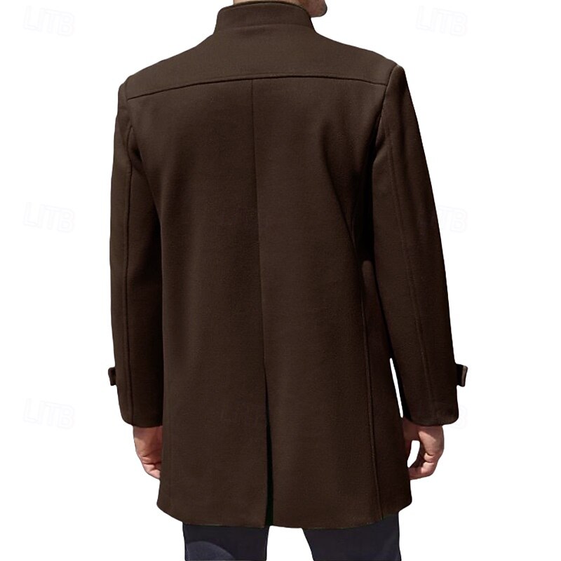 Men Winter Coat Overcoat Peacoat Trench Coat Trench Coat Casual Fall Winter Polyester Outerwear Clothing Apparel Classic Notch lapel collar4