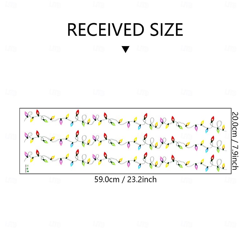 Christmas Sticker Wall Decals Holiday Atmosphere Colorful String Lights Removable Vinyl Mural Bedroom Living Room TV Background Wall Decoration Self Adhesive Home Festival Decor3