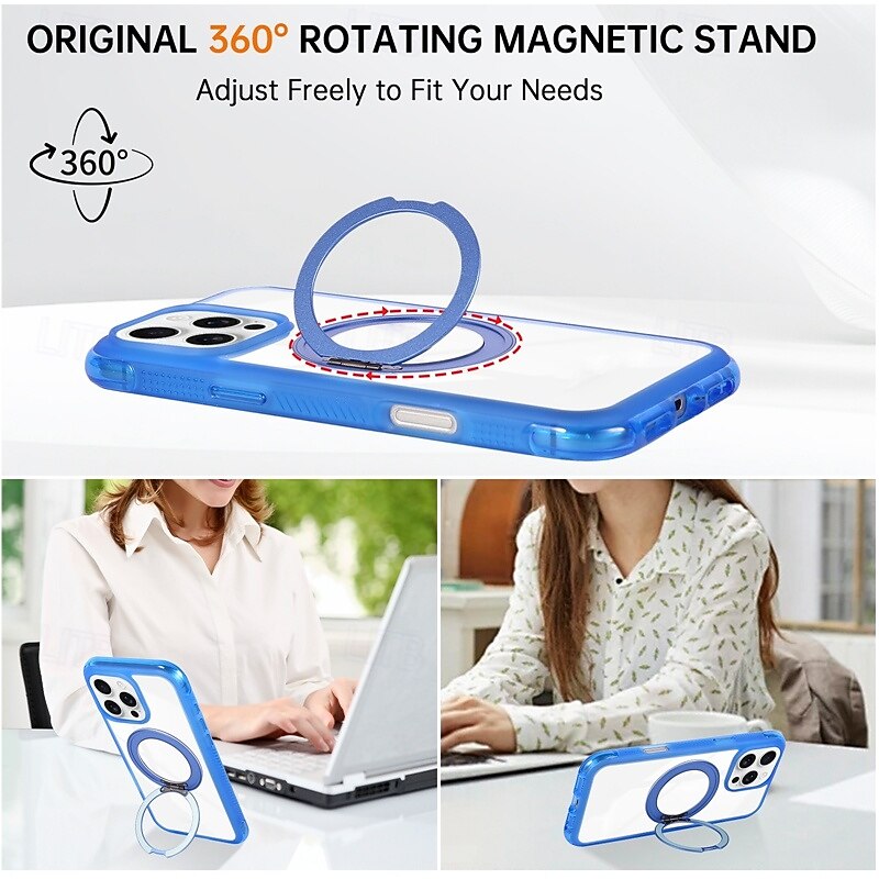 Phone Case For iPhone 17 Pro Max 17 Air 16 15 14 Pro Max Plus 13 Pro Max Back Cover Support Wireless Charging Kickstand Shockproof Retro TPU Acrylic2