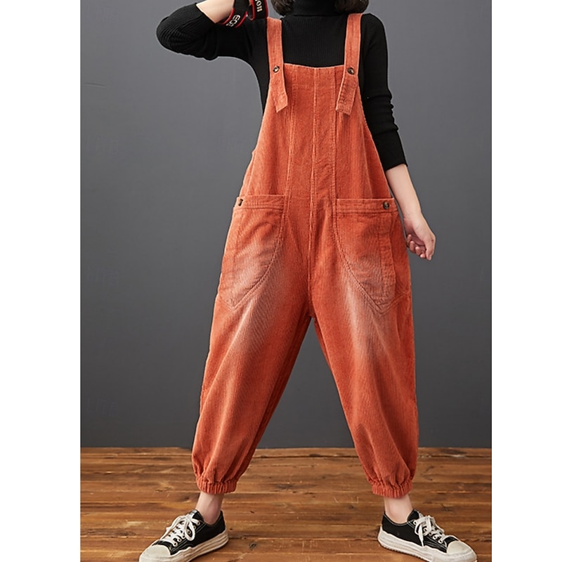 Women's Normal Overall Active Solid Color Sleeveless Harem Pocket Vacation Daily Loose Fit Black Yellow Red Spring