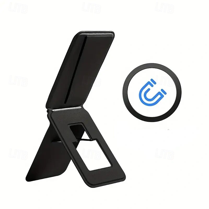 Multi-functional Magnetic Phone Holder with Card Slot and 1 Adhesive Magnet Compatible with iPhone Series Multi-scenario Use Adjustable Angle and Strong Magnetic Foldable Stand