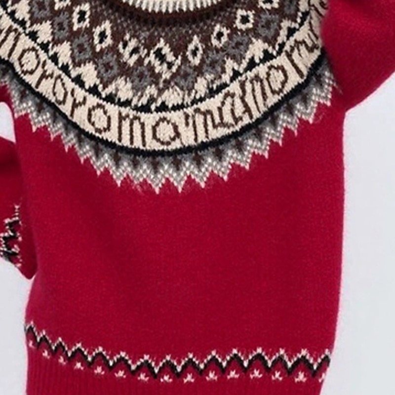 Women's Sweater Fair Isle Sweater Pullover Fashion Casual Geometric Ribbed Crew Neck Knitted Print Long Sleeve Regular Tops Knit Christmas Outdoor Daily Red Fall Winter3