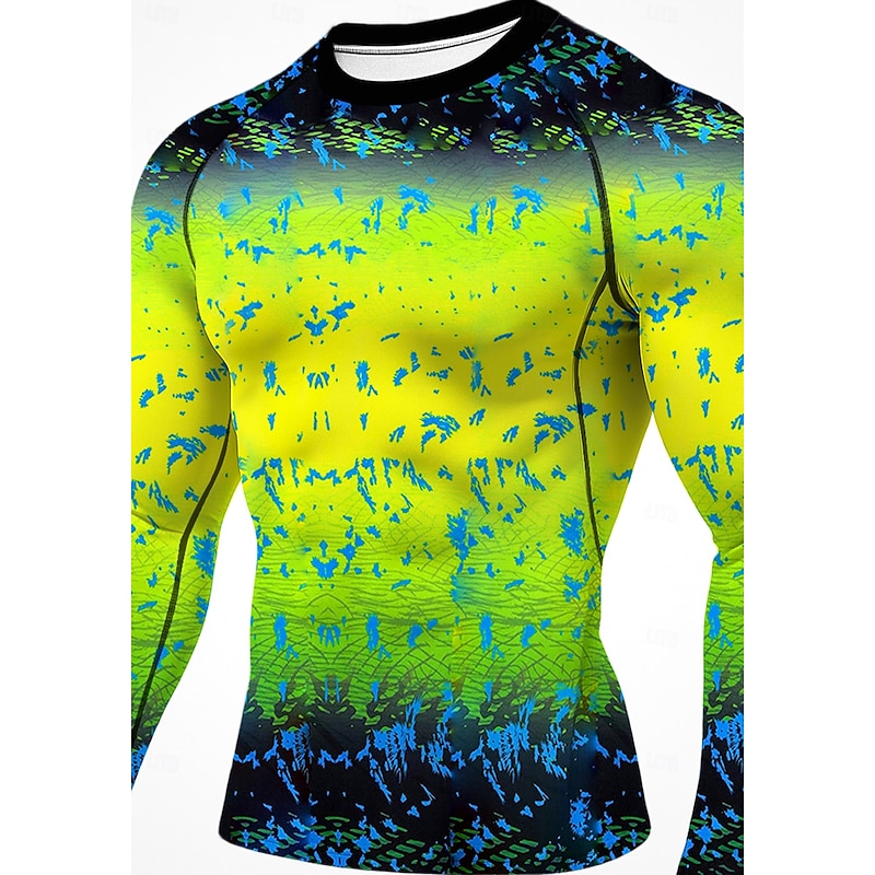 Men's Running T-Shirt Athletic Shirt Gym Shirt Fitness Shirt Workout Shirt Long Sleeve Tee Tshirt Gradient UPF 50 UV Resistant Soft Sweat wicking Mountain Bike / MTB Gym Workout Mountain Bike MTB3