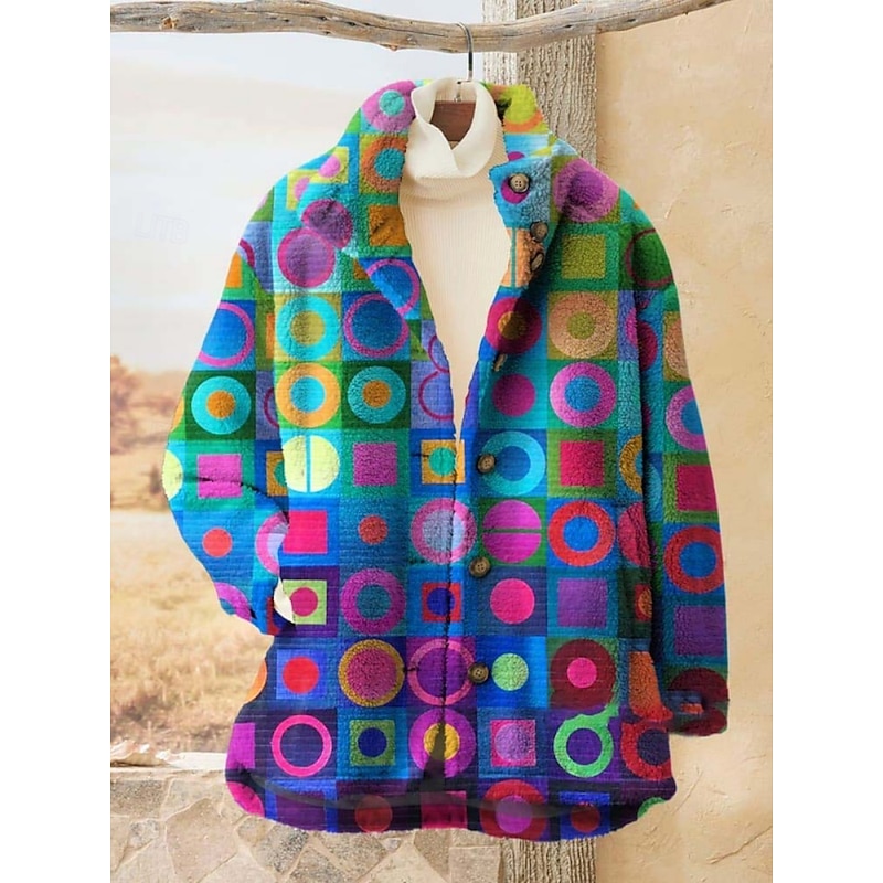 Women's Winter Coat Sherpa Jacket Comfortable Breathable Print Casual Floral Vacation Street Casual Daily Wear Zipper Regular Turndown Loose Fit Long Sleeve Outerwear Pink Wine Navy Blue Spring Fall3