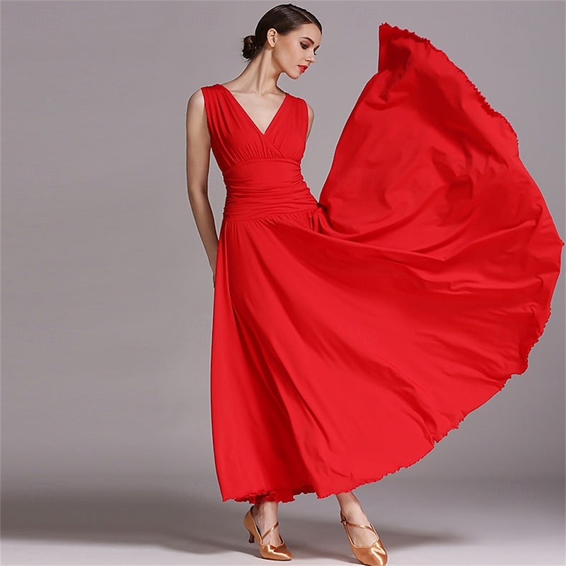 Women's V-neck Morden Dress Ballroom Dance Dress Swing Dress Training Performance2