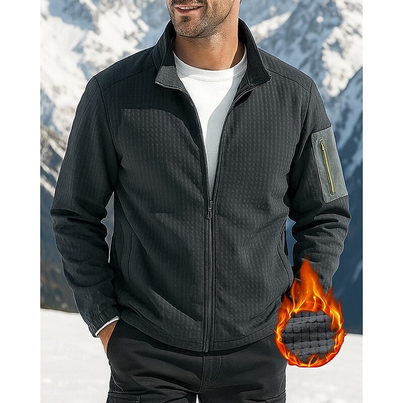 Men's Hiking Jacket Hiking Fleece Jacket Winter Outdoor Patchwork Thermal Warm Soft Fleece Jackets Hunting Camping / Hiking / Caving Black Royal Blue Grey