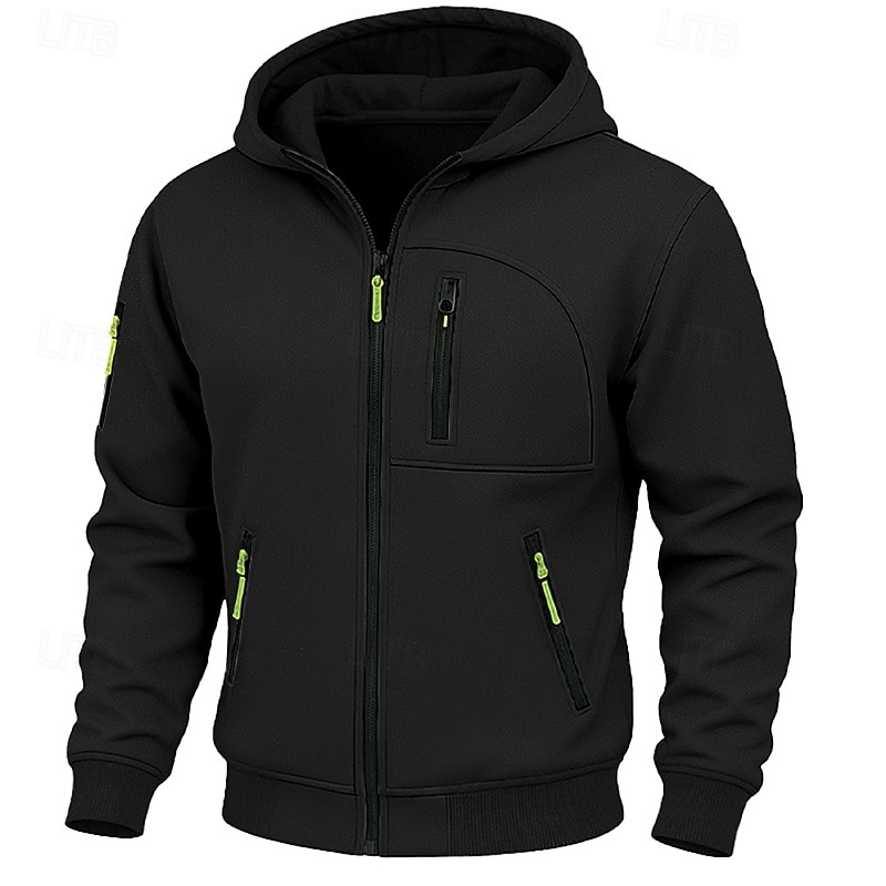 Men's Hoodie Full Zip Hoodie Fleece Hoodie Tactical Hoodie Black White Army Green Burgundy Navy Blue Hooded Plain Textured Sports & Outdoor Casual Daily Streetwear Cool Sportswear Fall Spring &  Fall4