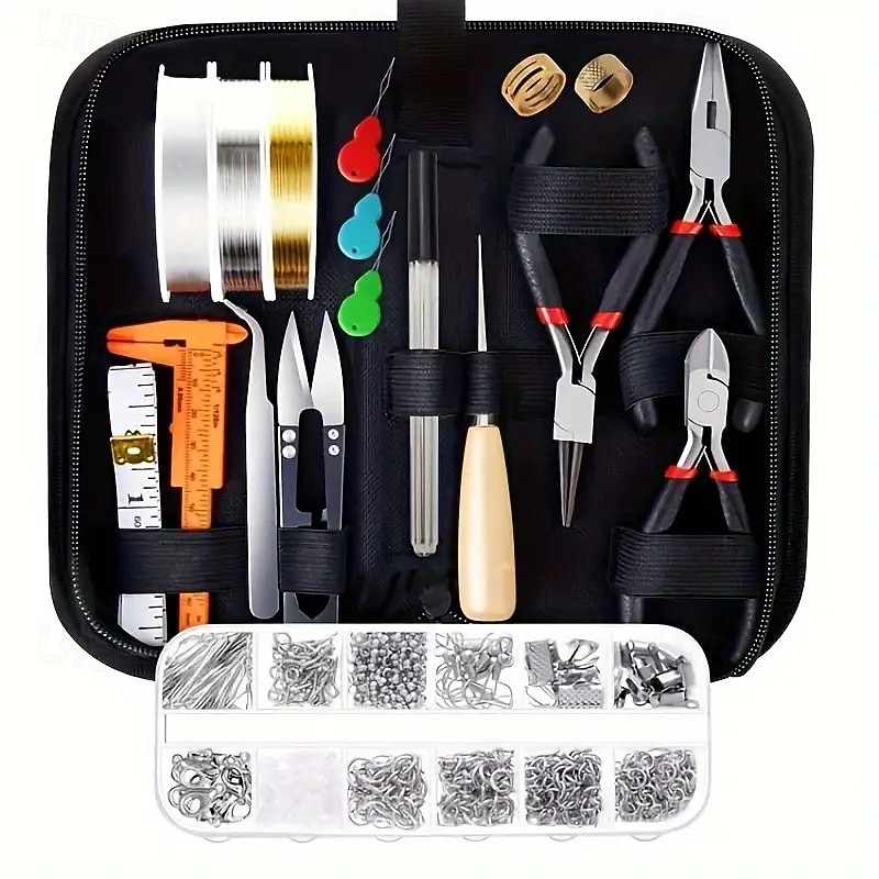 Jewelry Making Kit with Pliers, Beading Wire, Tweezers, Scissors and Findings, DIY Jewelry Tools Set for Beading, Wire Wrapping, Necklace and Bracelet Repair