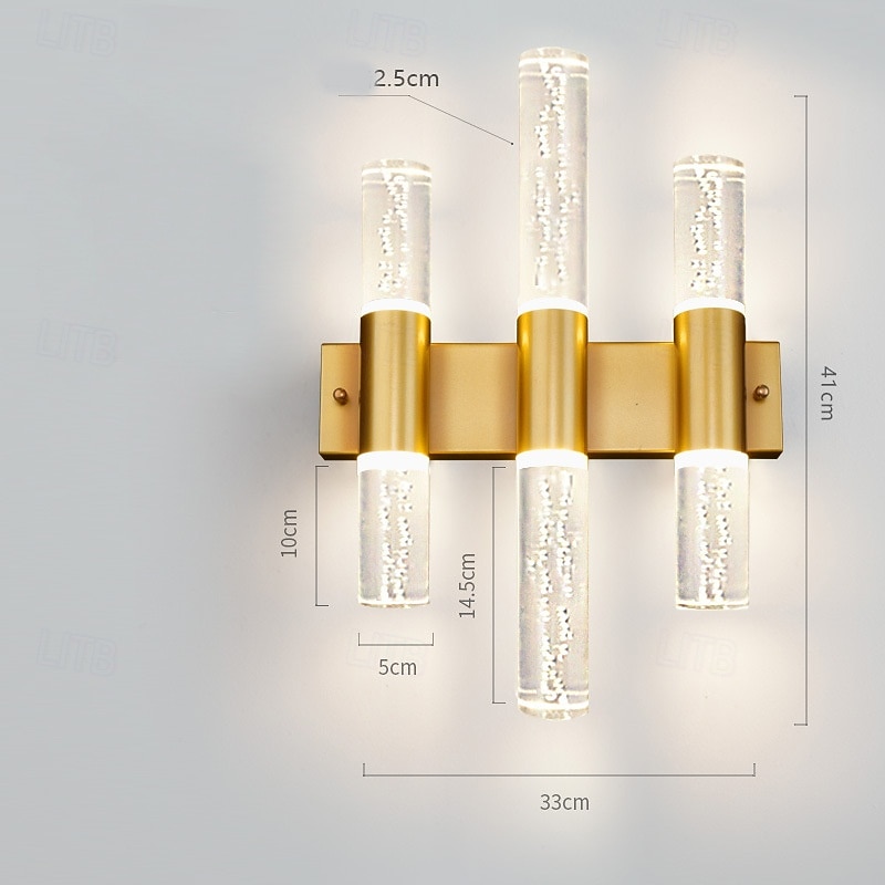 Modern LED Bubble Vanity Bathroom Wall Sconce Cylinder Acrylic Indoor Up Down Wall Mounted Light Bar Black Gold Long Linear Bedside Wall Lamp for Living Room Hallway Restaurant2