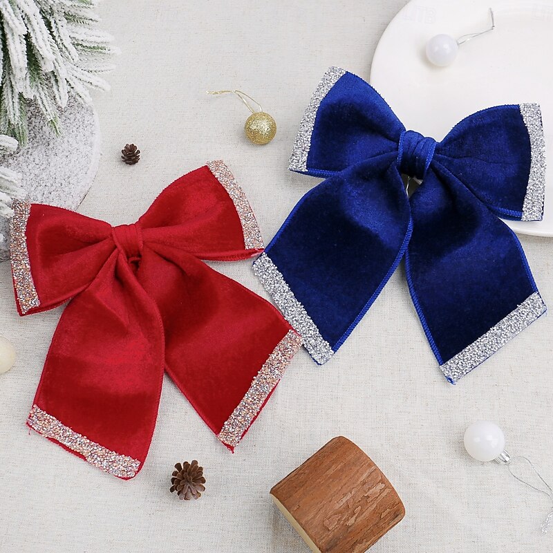 Christmas Tree Decorative Bows, Multi-Style Holiday Bow Ornaments, Festive Home Decorations, Party Decorations, Christmas Atmosphere, Tree and Wreath Accessories