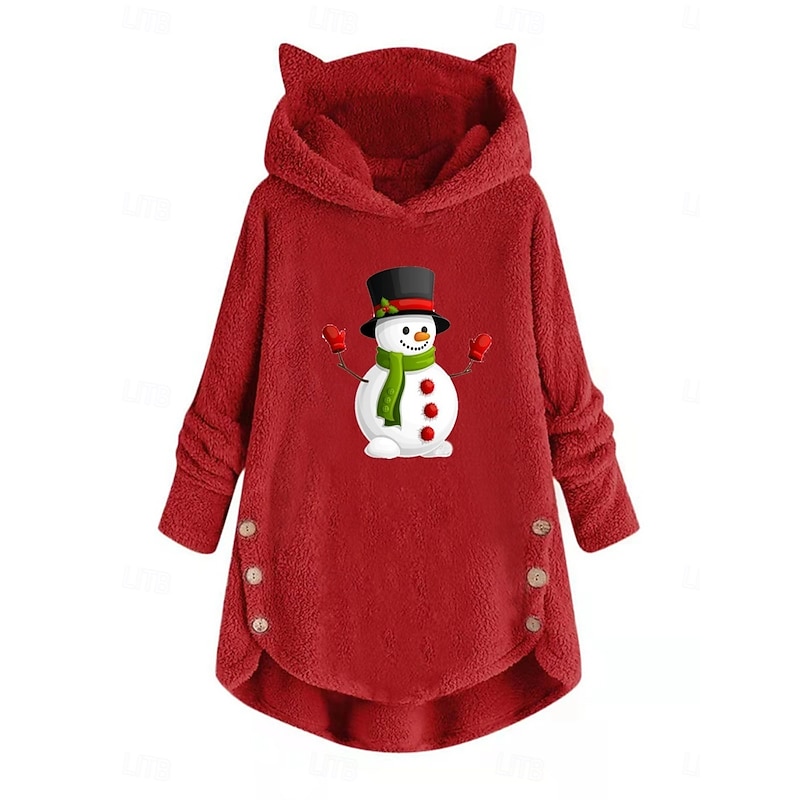 Women's Pullover Hoodie Sweatshirt Snowflake Casual Long Sleeve Hooded Crop Tops Street Dailywear Casual Pocket Print Black Pink Wine Gray Fall Winter