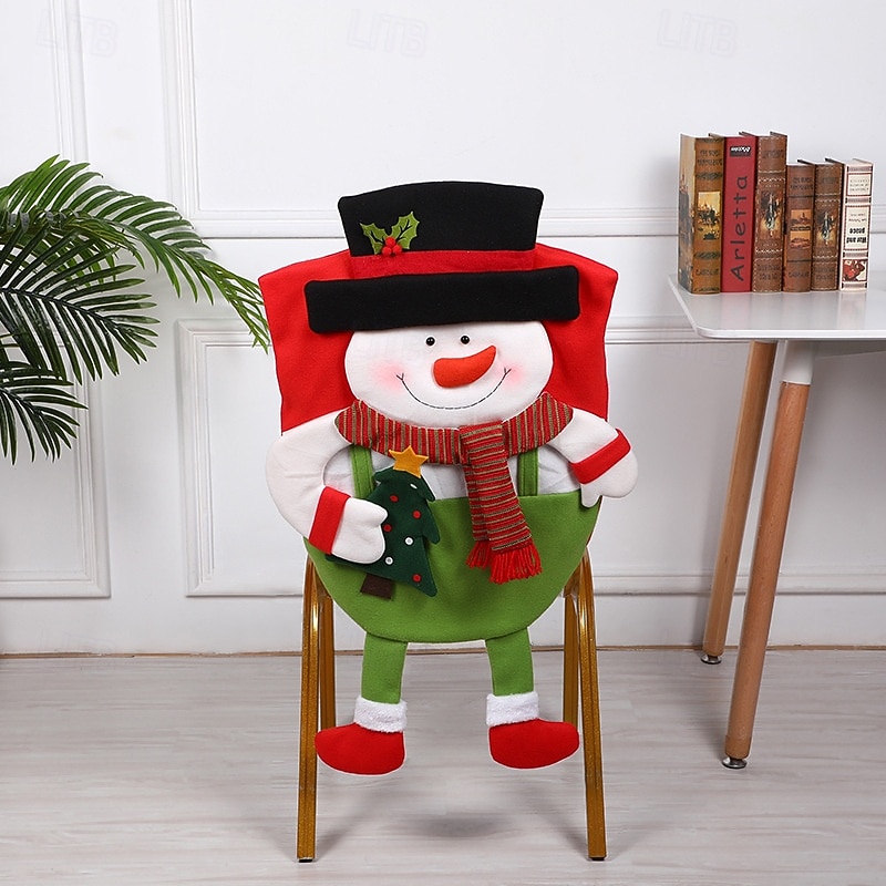 New Christmas Chair Covers, Creative Santa Claus Chair Back Covers, Festive Holiday Slipcovers for Dining Room and Home Decoration4