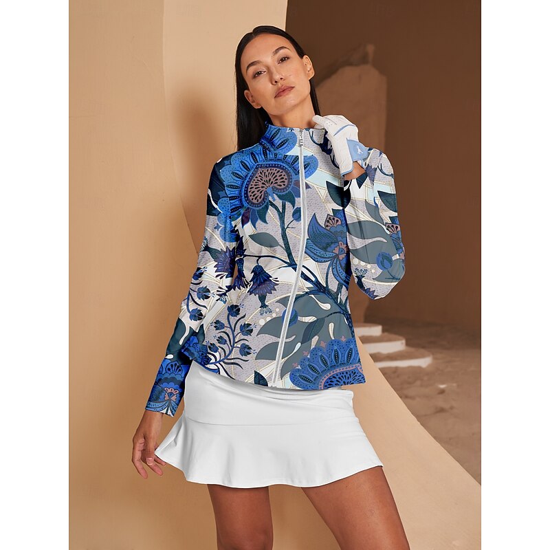 Women's Golf Jacket Light Green Long Sleeve Top Ladies Golf Attire Clothes Outfits Wear Apparel2