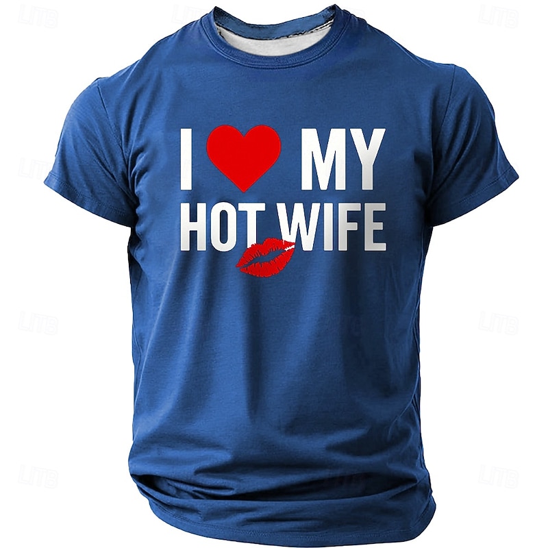 Men's Funny Slang Wife T Shirt Short Sleeve T shirt 3D Print Crew Neck Shirt Fashion Daily Street Daily Black White Red Summer Spring Clothing Apparel S M L XL XXL XXXL2
