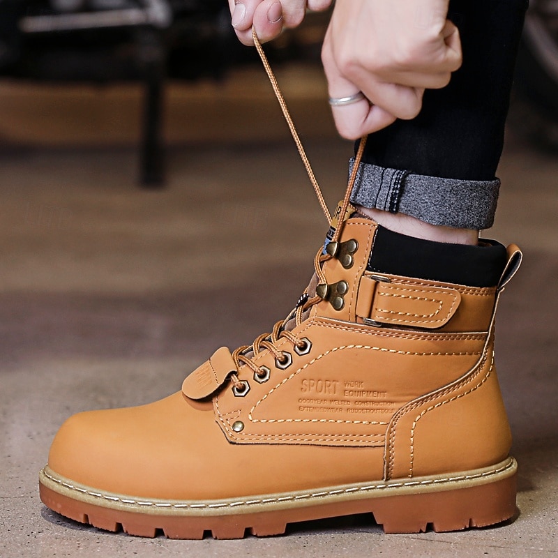 Men's High - Top PU Leather Work Boots | Durable Design with Adjustable Strap for Heavy - Duty Use3