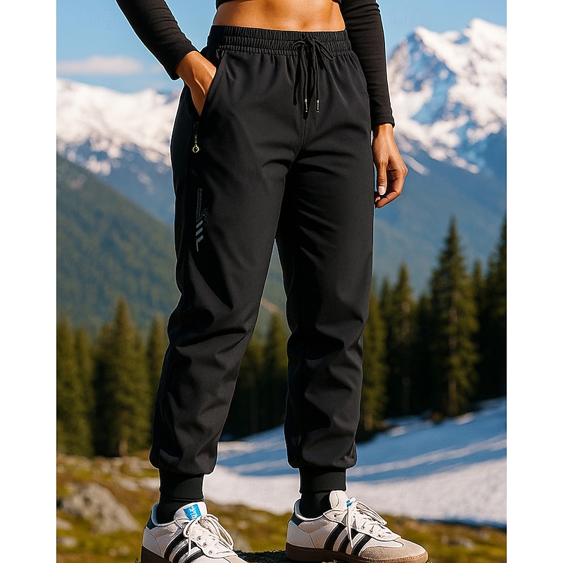 Men's Hiking Pants Trousers Fleece Pants Thermal Pants Winter Outdoor Regular Fit Thermal Warm Bottoms Pocket Elastic Waist Black Grey Camping / Hiking Running S M L XL XXL3