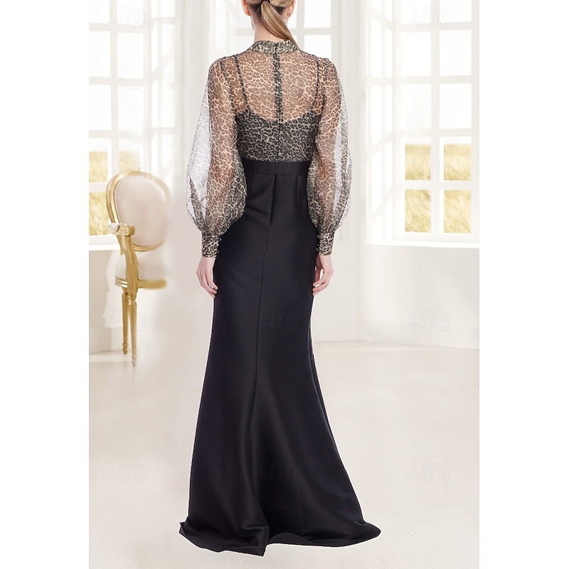 Leopard Print Shirt Evening Gown Mermaid / Trumpet Sheath / Column Gown Elegant Formal Dress Formal Wedding Floor Length Long Sleeve V Neck Pink Dress Satin with Belt 20252