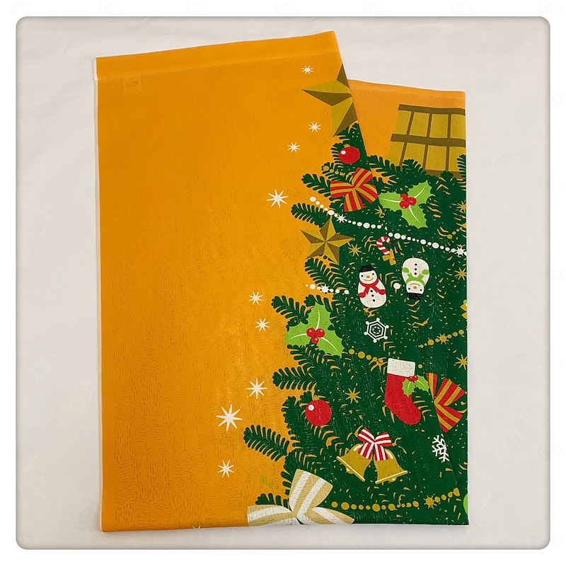 Christmas Door Curtain with Xmas Tree, Special Printed Fabric, High Color Fastness, Vibrant Colors, Odor-Free Holiday Decoration2