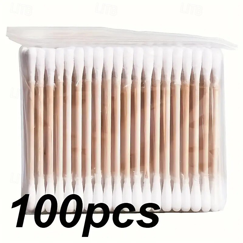 100/200pcs Double-Ended Cleaning Swabs, Gentle Dual-Tip Sticks for Ear Care, Makeup and Beauty, Dual-Point Design, Ideal for Home, Salon, Travel, Large Capacity, Smooth Surface, Compact Household Essential
