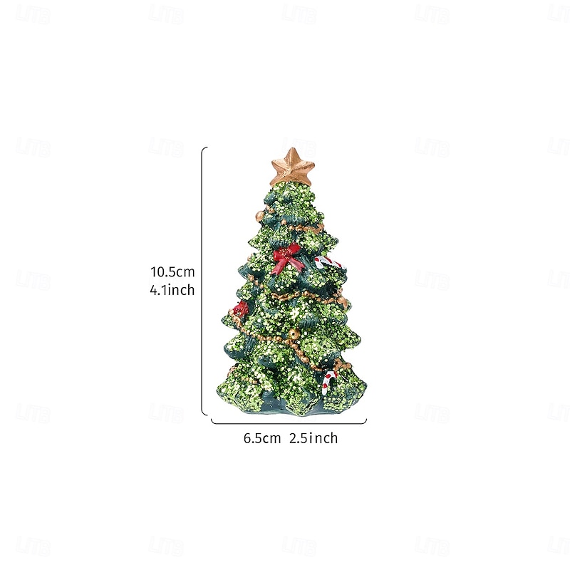 Christmas Tree Resin Decoration Cute Green Glitter Desktop Ornament with Hand-Painted Color, Sparkling Holiday Tabletop Decor, Perfect for Interior, Store Displays & Gifts2