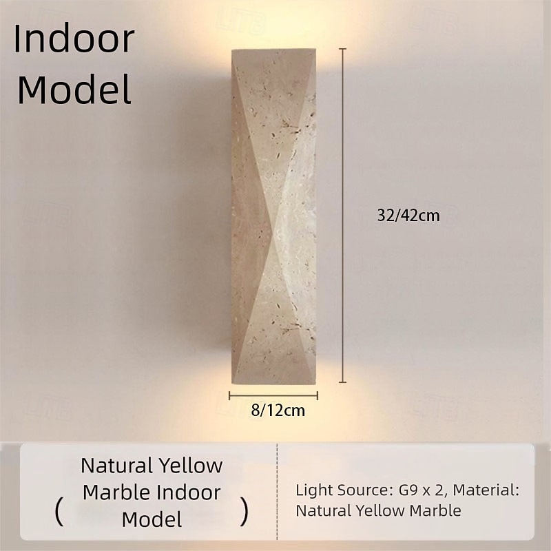 Modern Minimalist Outdoor/Indoor Rectangular Yellow Travertine LED Wall Sconce Lamp for Garden4