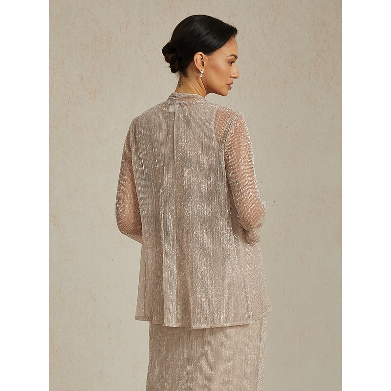 Women's Evening Tops Cover Up Jacket Solid Color Stylish Romantic Wedding 3/4 Length Sleeve Wedding Guest Evening Party Business Attire Pleated Layered Metallic Rose Gold Summer Spring Fall Winter2