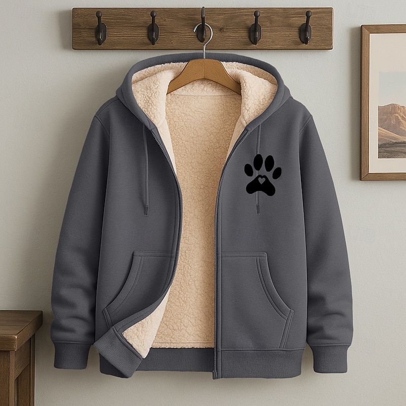 Men's Hoodie Full Zip Hoodie Fleece Hoodie Fleece lined Hoodie Apricot Black Red Burgundy Blue Hooded Plain Zipper Sports & Outdoor Casual Daily Streetwear Cool Sportswear Winter Clothing Apparel4