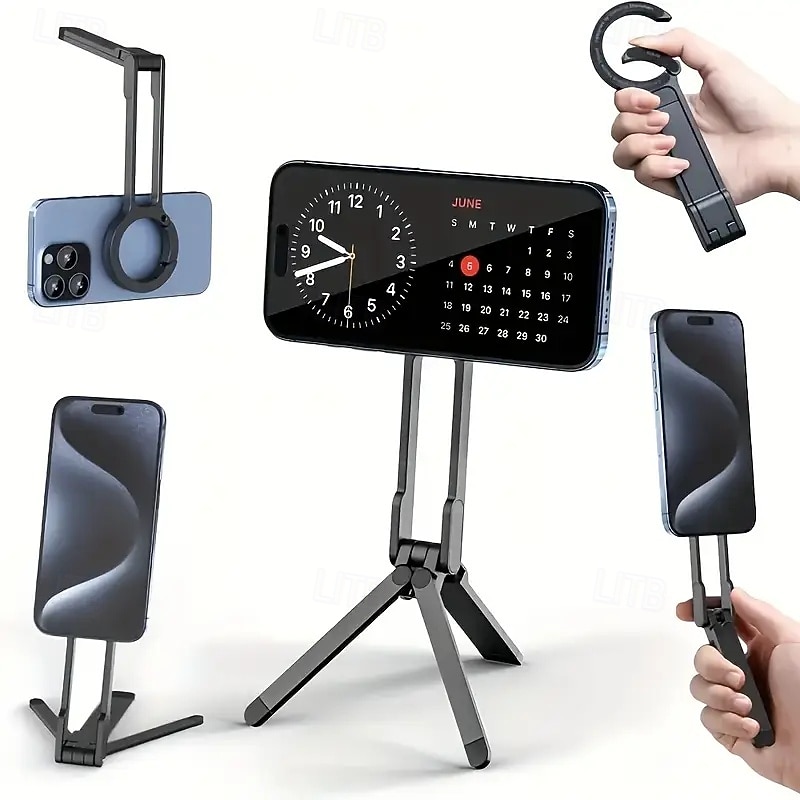 Magnetic Phone Tripod For Iphone - Aluminum Alloy Construction Compatible With Smartphones Portable Tripod Dual-sided Magnet Design For Quick Attachment.