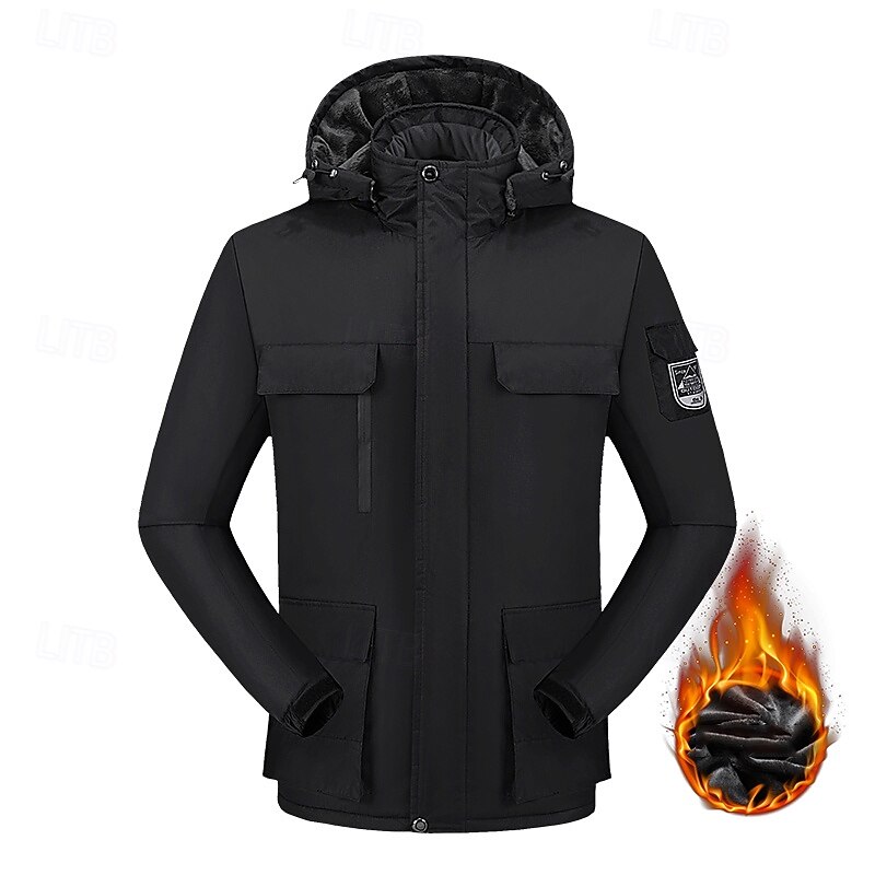 Men's Softshell Jacket Hiking Jacket Fleece Jacket Winter Outdoor Thermal Warm Waterproof Top Dark Grey Black White Army Green Orange3