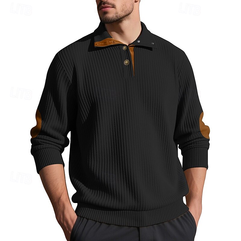 Men's Sweatshirt Corduroy Pullover Hoodie Sweatshirt Pullover Button Up Hoodie Black White Army Green Khaki Gray Standing Collar Plain Patchwork Color Block Sports & Outdoor Casual Daily Streetwear2