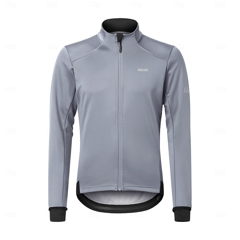 Arsuxeo Men's Cycling Jacket Windbreaker Fleece Jacket Winter Breathability Back Pocket Winter Sports Comfortable Bike Jacket Tracksuit Mountain Bike MTB Road Bike Cycling City Bike Cycling Black4